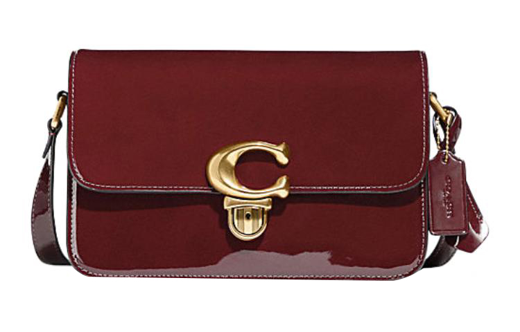 

Coach Маленькая квадратная сумка Studio из натуральной коровьей кожи, сумка через плечо, женская, бордового цвета