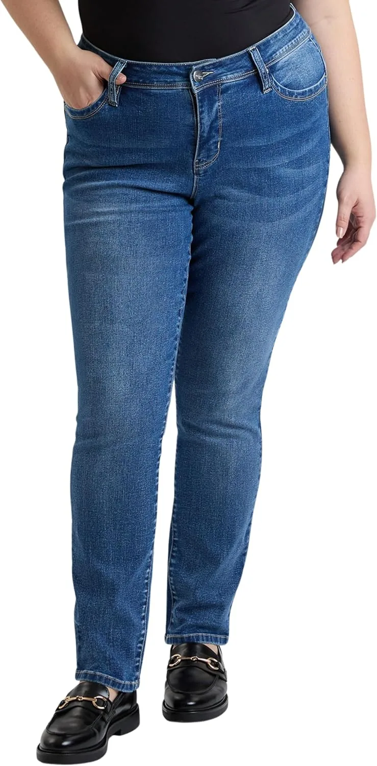

Royalty For Me Women's Plus High Rise Curve Confidence Wannabettabutt Straight Leg Jeans, Xp024175