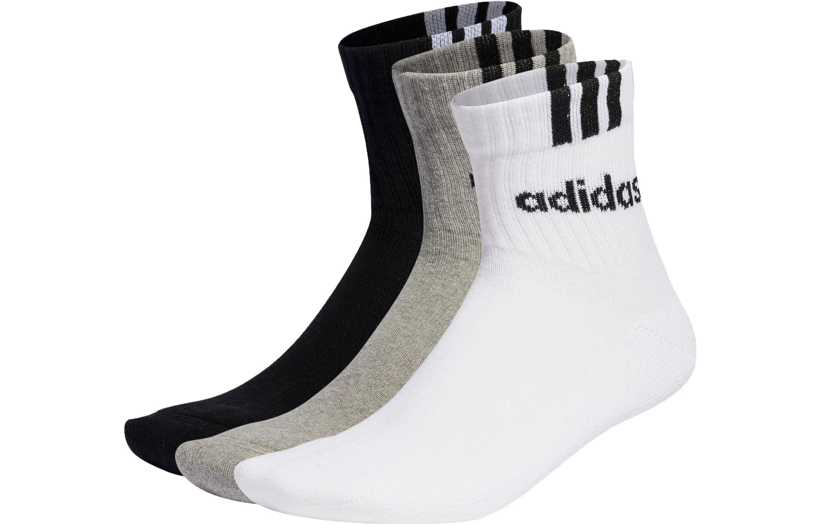 

Носки унисекс Adidas, 3 pack (medium heather серый+белый+черный)