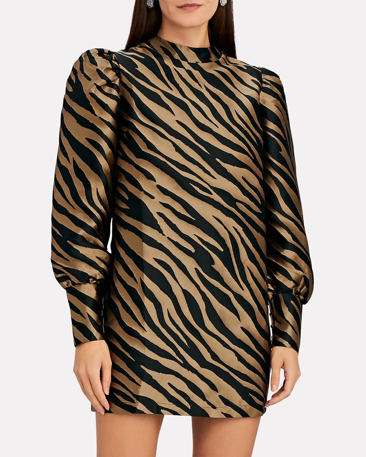 

Мини-платье Elisa Zebra Stripe бежевого и черного цвета THE ANDAMANE