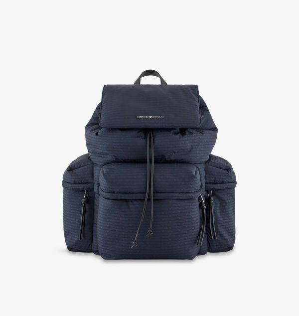 

Мягкая кожаная сумка с тисненым логотипом Emporio Armani, цвет testa moro