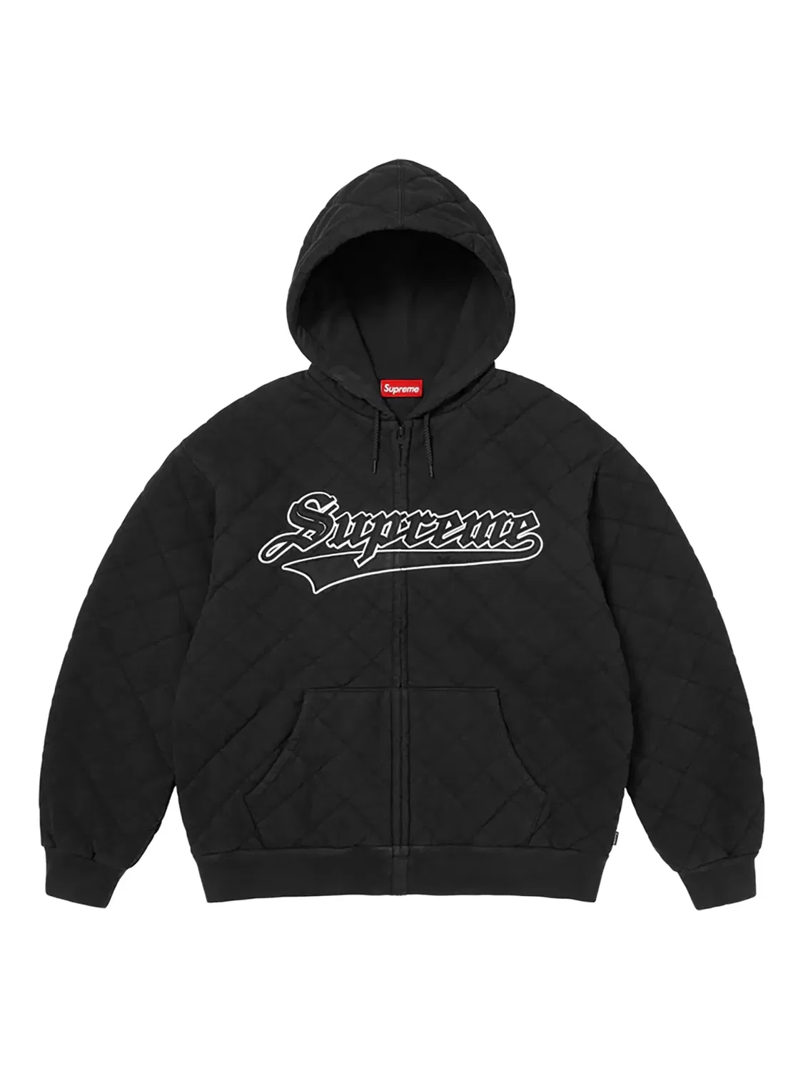 Стеганый свитер на молнии с капюшоном Supreme, черный