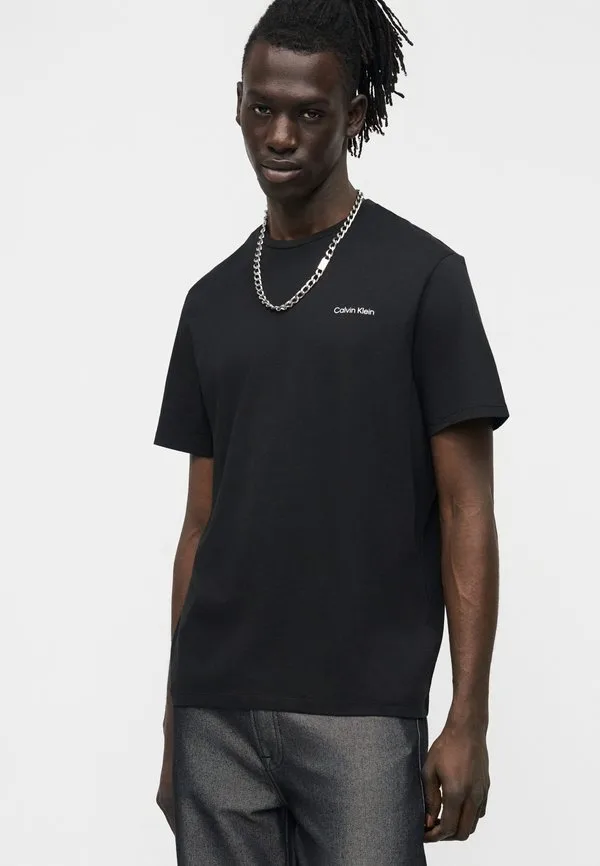 Футболка с микрологотипом и круглым вырезом, базовая футболка Calvin Klein, Black — фото 4