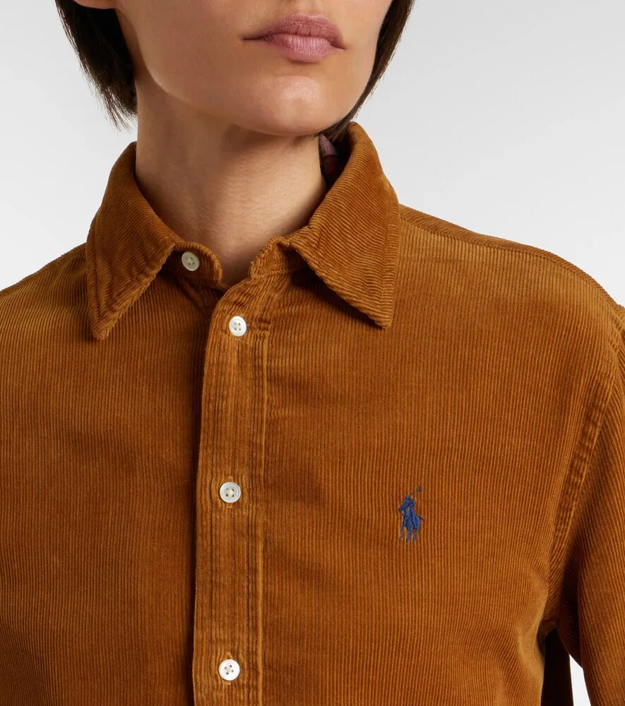 Хлопковая вельветовая рубашка Polo Ralph Lauren, коричневый — фото 3