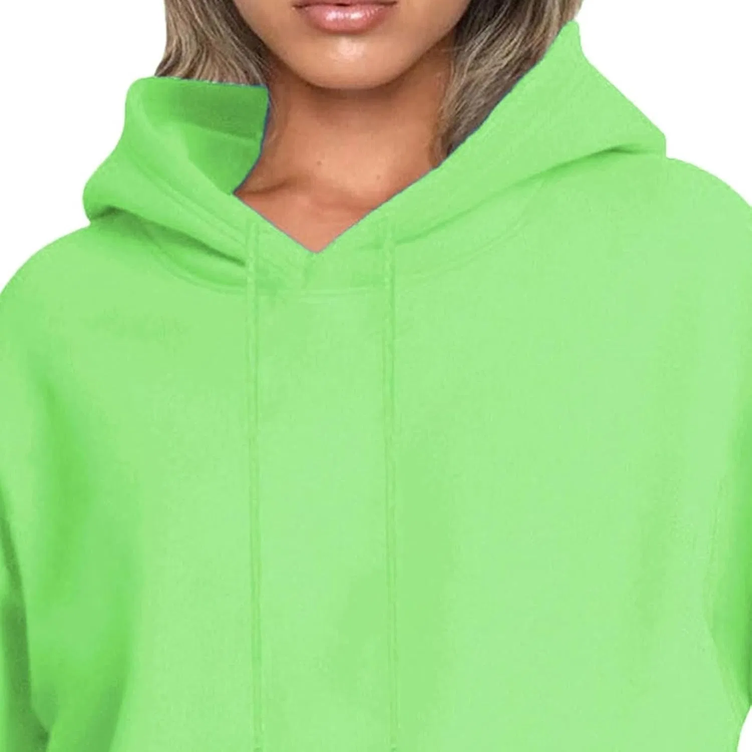 Женский оверсайз худи с капюшоном и карманом, Polyester, Apple Green — фото 3