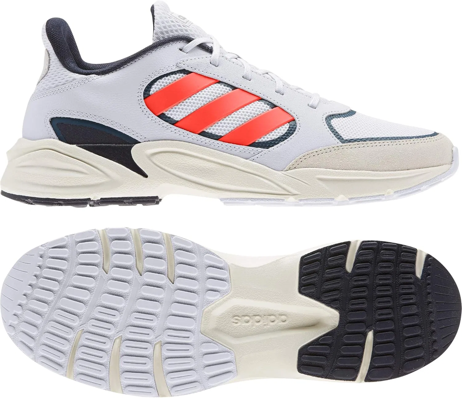 Мужские беговые кроссовки Adidas Valasion 90-х годов, Grey Dash Solar Red Chalk White — фото 2