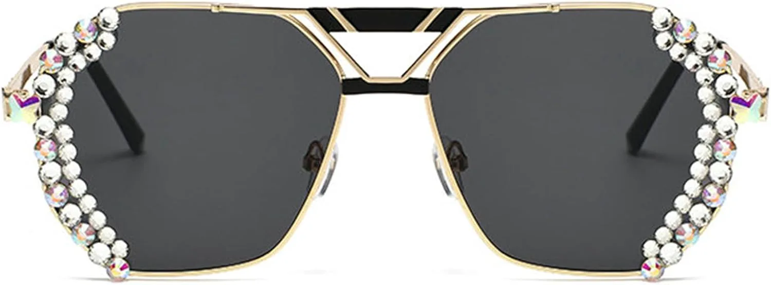 

Солнцезащитные очки Willochra с двойным лучом и стразами, большие, модные, для мужчин и женщин, квадратные, стильные, с защитой от УФ-излучения UV400, F27, C2