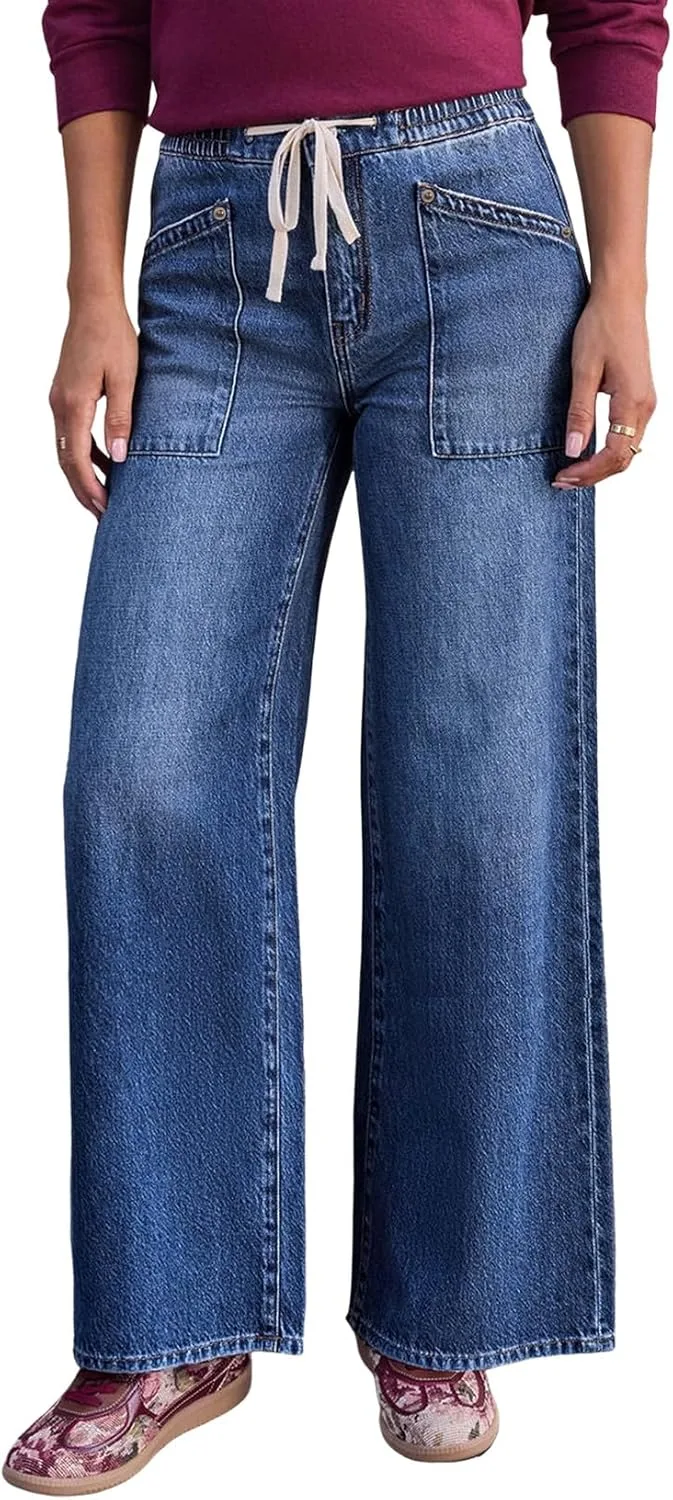 

Sidefeel женские джинсы широкие с высокой талией эластичные