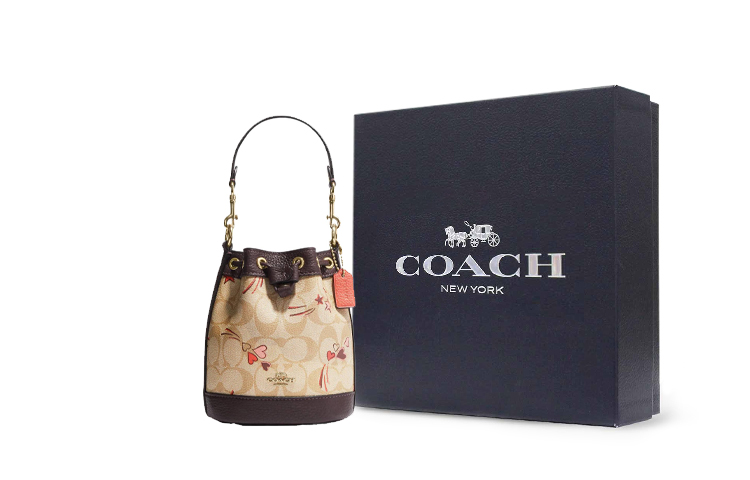 

COACH Классическая джакардовая кожаная сумка-ведро