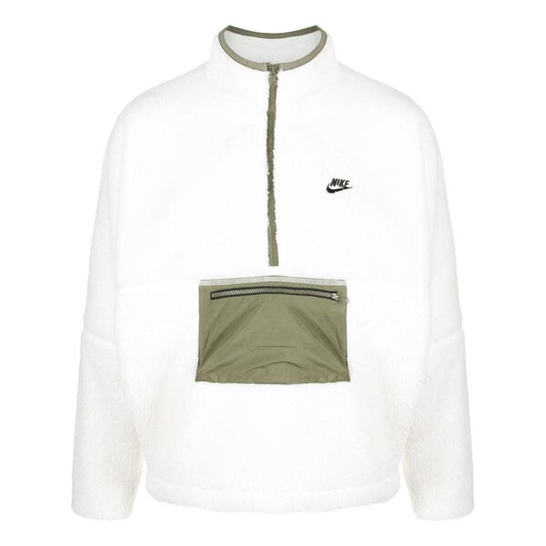 

Куртка club fleece half-zip anorak plush jacket 'white olive' Nike, мультиколор