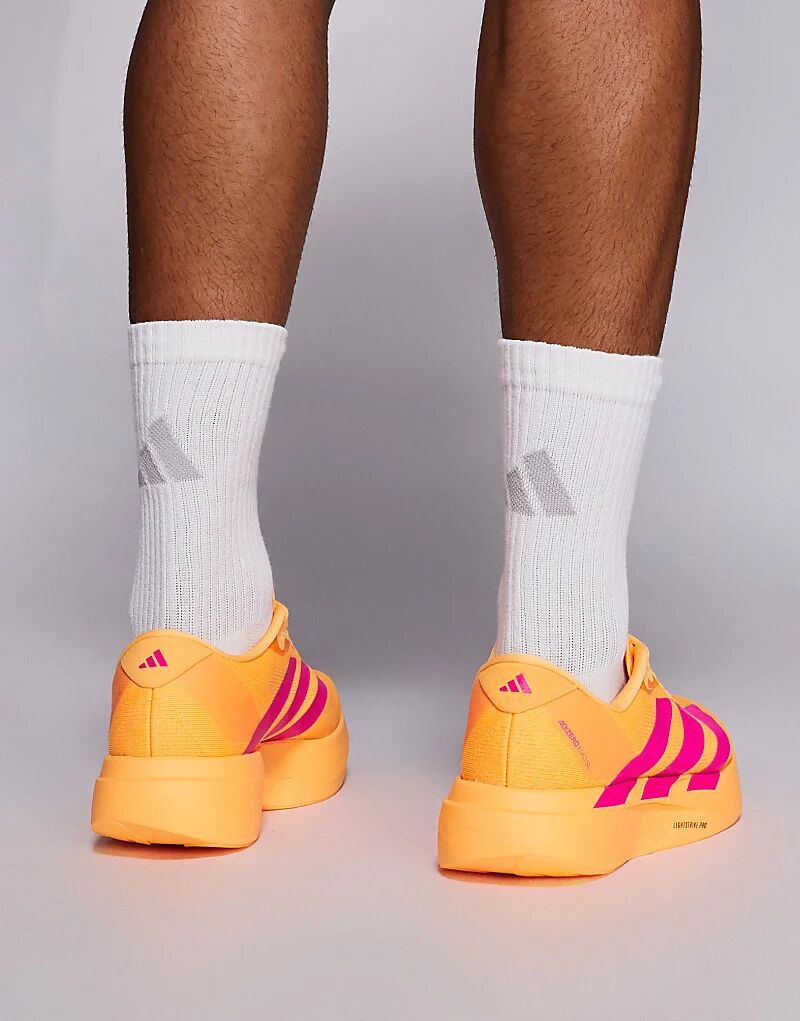 Кроссовки Adidas Running Adizero EVO SL ярко-оранжевого и розового цветов — фото 3