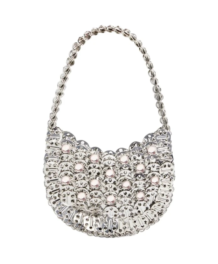 

Сумка в форме луны украшенная стразами Paco Rabanne, серый