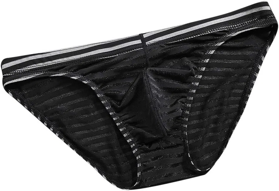 Брифы ультратонкие в полоску, Black
