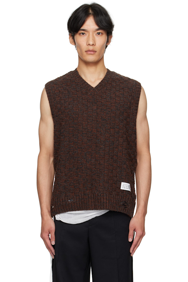 

Mm6 Maison Margiela Коричневый жилет с V-образным вырезом