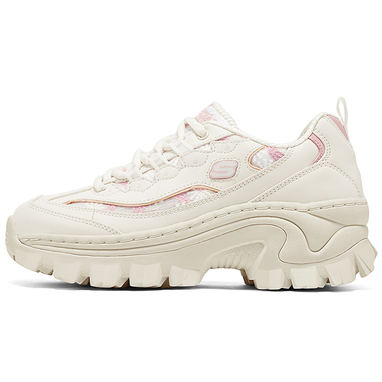 Skechers Туфли на платформе со шнуровкой, низкие, массивные, женские, белые, розовые