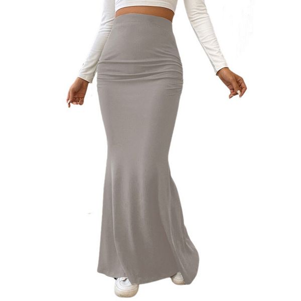 

Юбка женская длинная с высокой талией и драпировкой fishtail Yesfashion, Gray