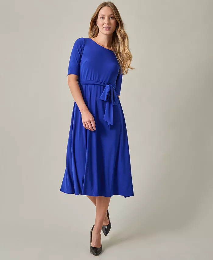 

Женское платье с завязкой на талии, короткими рукавами и силуэтом "fit & flare" Kasper, синий