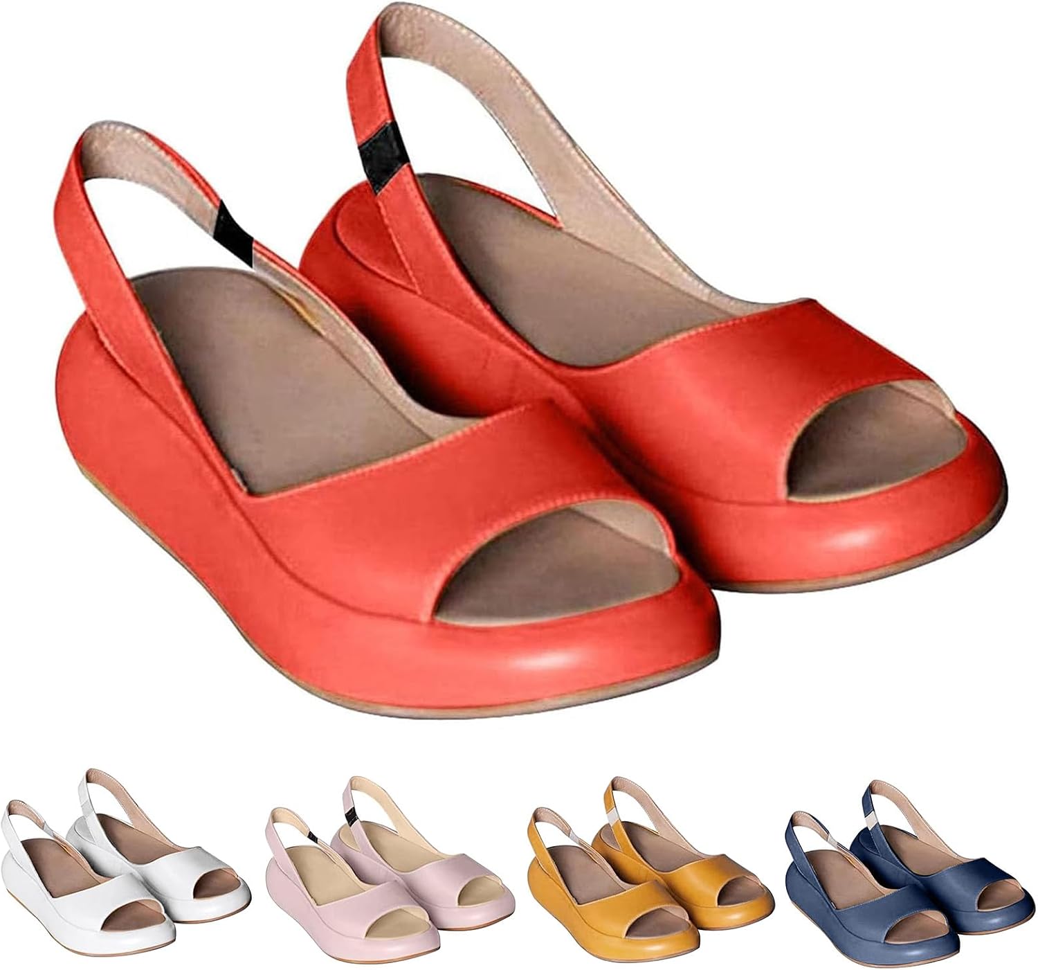 

Женские сандалии на танкетке ZWRXW с открытым носком, ортопедической поддержкой свода, нескользящей платформой, с удобной посадкой, легкие летние сандалии на каблуке, подходящие для повседневной и праздничной носки, оранжевый