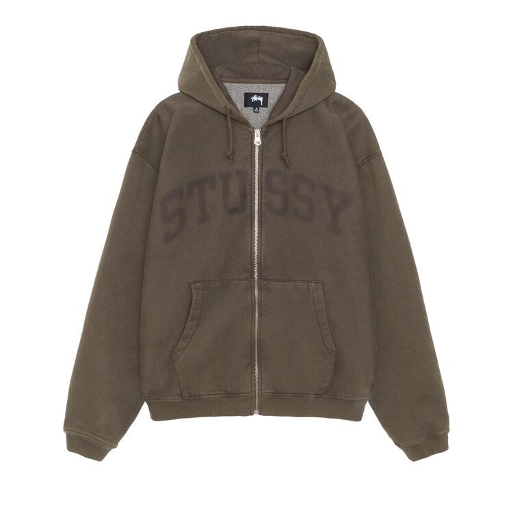 

Худи Stussy Faded Graphic Zip Hoodie Olive, коричневый