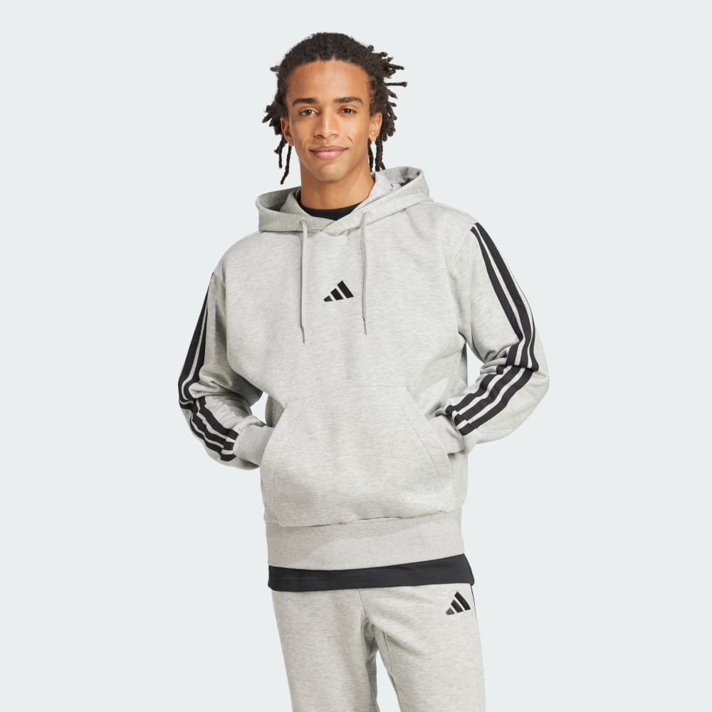 

Худи Adidas Essentials 3-Stripes Fleece Hoodie, цвет Medium Grey Heather/Black