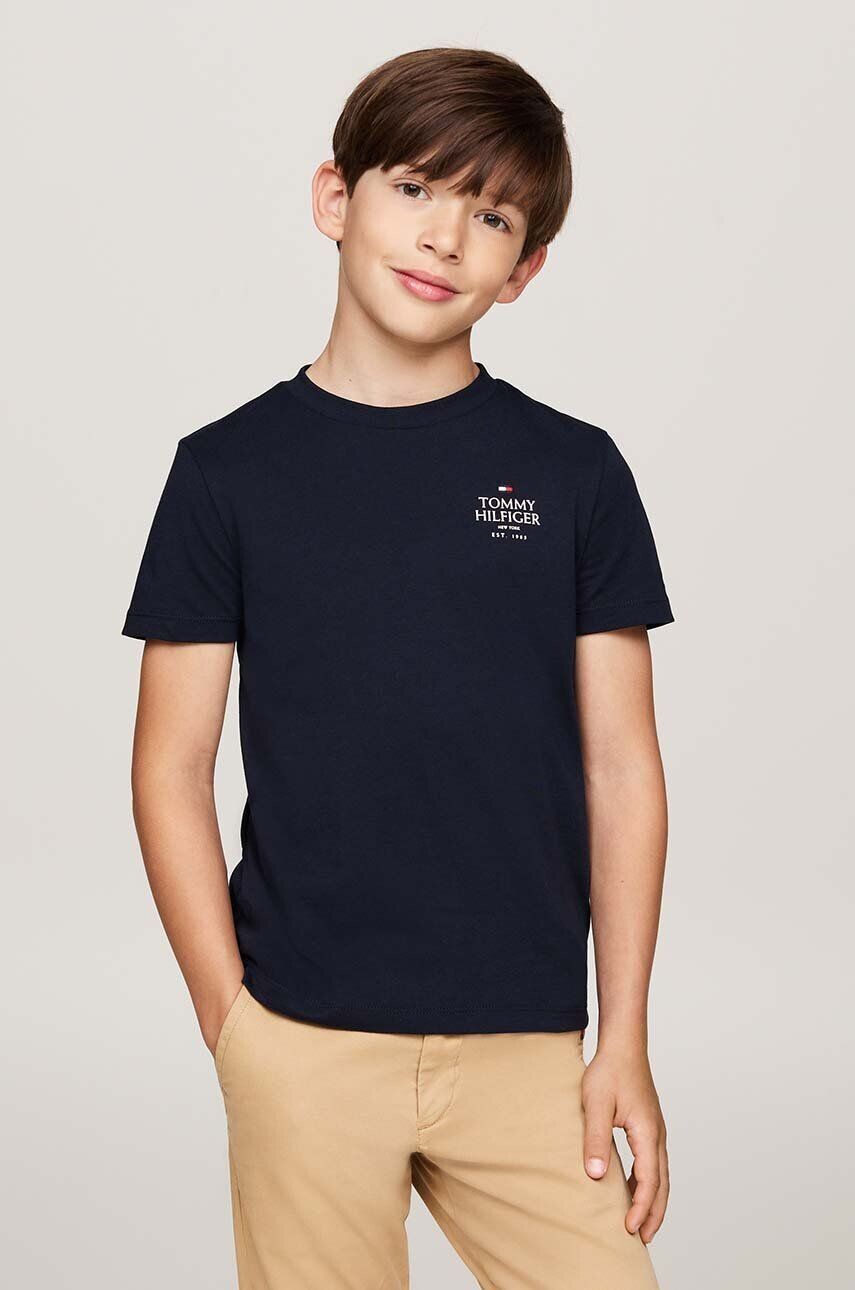 

Детская хлопковая футболка Tommy Hilfiger, темно-синий