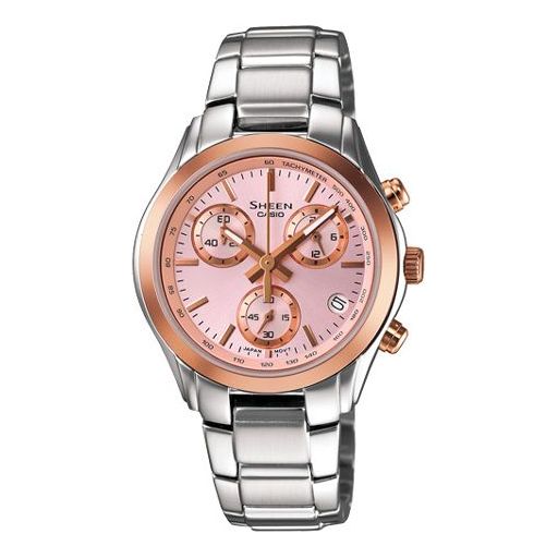 

Часы CASIO SHEEN Waterproof Stainless Steel Strap Pink Analog, розовый