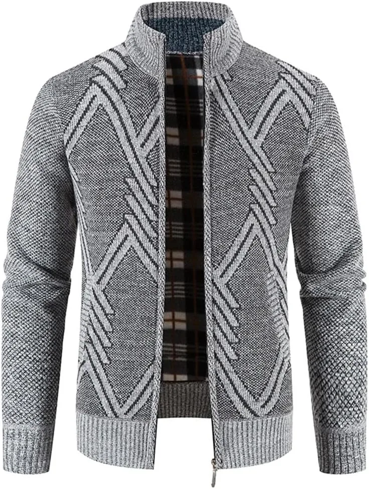 

Мужской кардиган из флиса с молнией и воротником стойкой Vsadsau