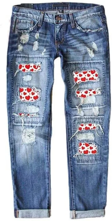 Джинсы boyfriend с потертостями, A-hearts