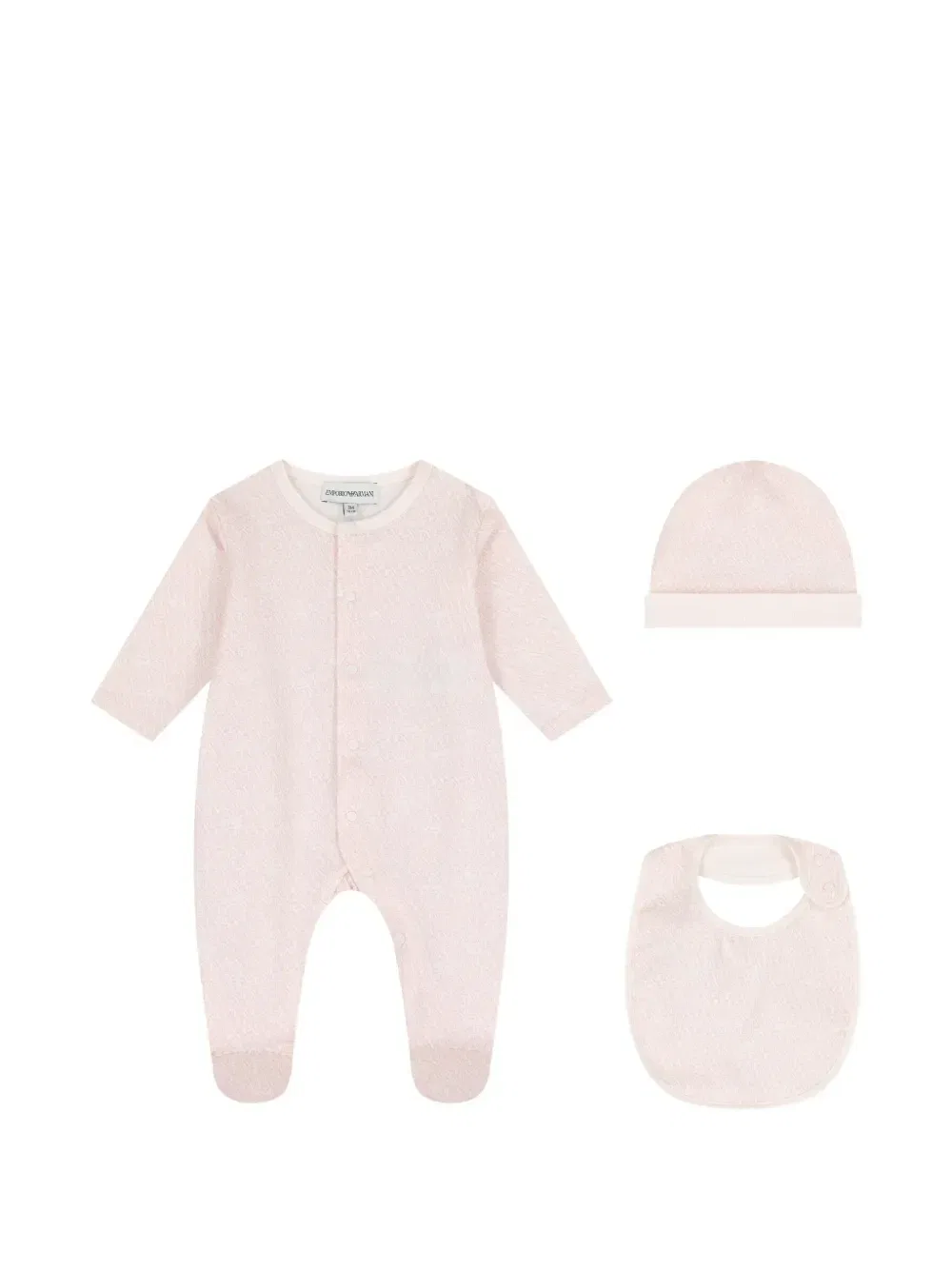 Комплект из комбинезона, шапки и нагрудника Emporio Armani Kids, розовый