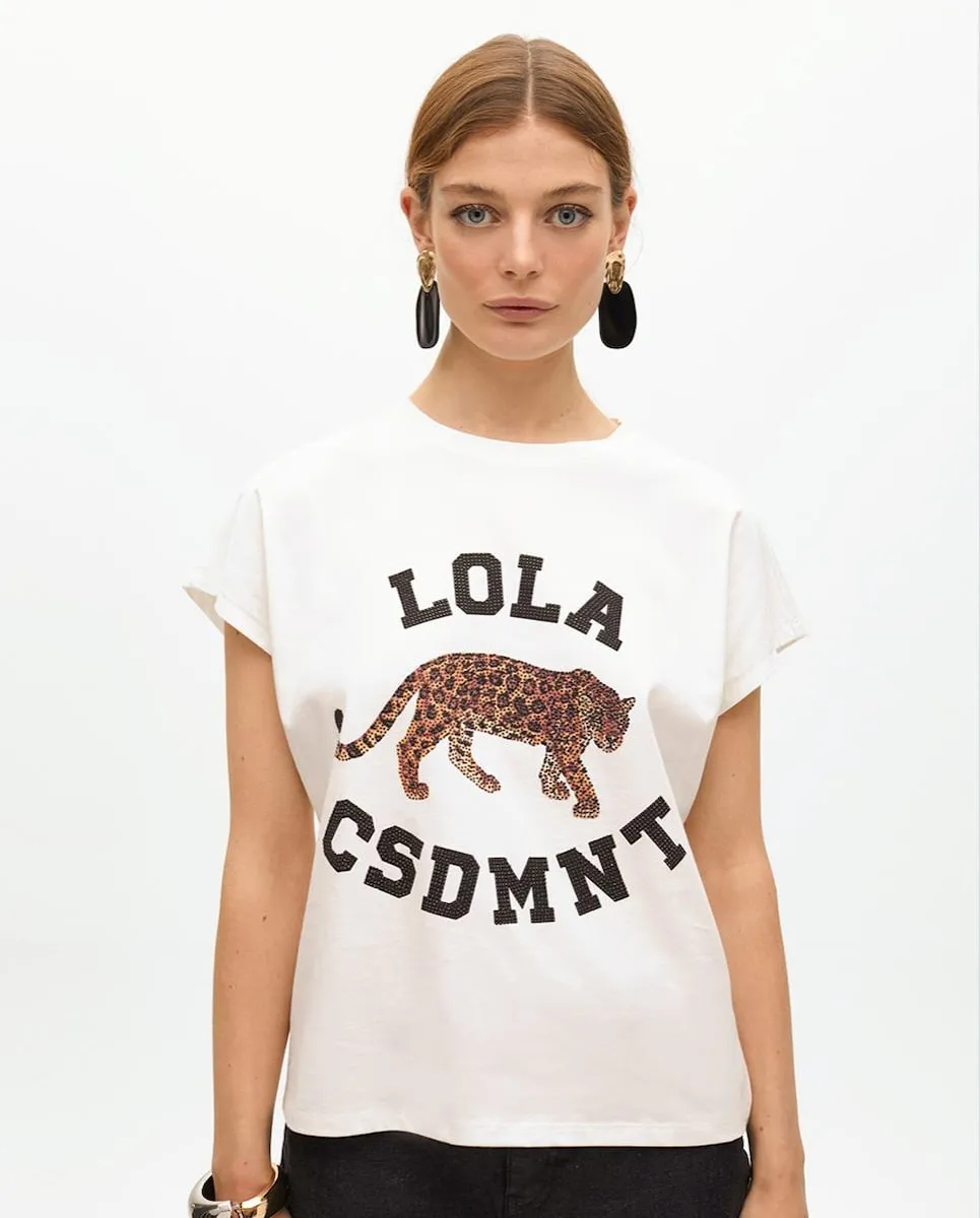 

Женская футболка 100% хлопок с рисунком спереди Lola Casademunt, белый