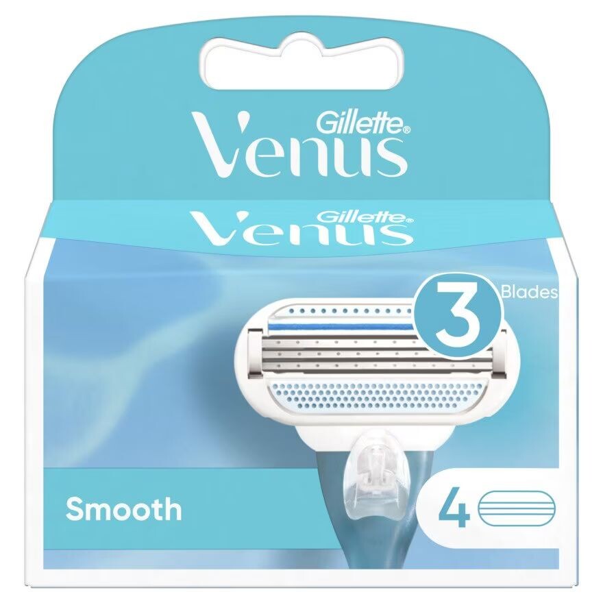 

Gillette Venus Smooth Blade 4'S ใบมีดโกน กำจัดขน, Blue