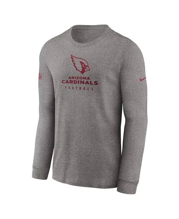 Мужская футболка с длинным рукавом Heather Grey Arizona Cardinals Sideline Performance Nike — фото 4