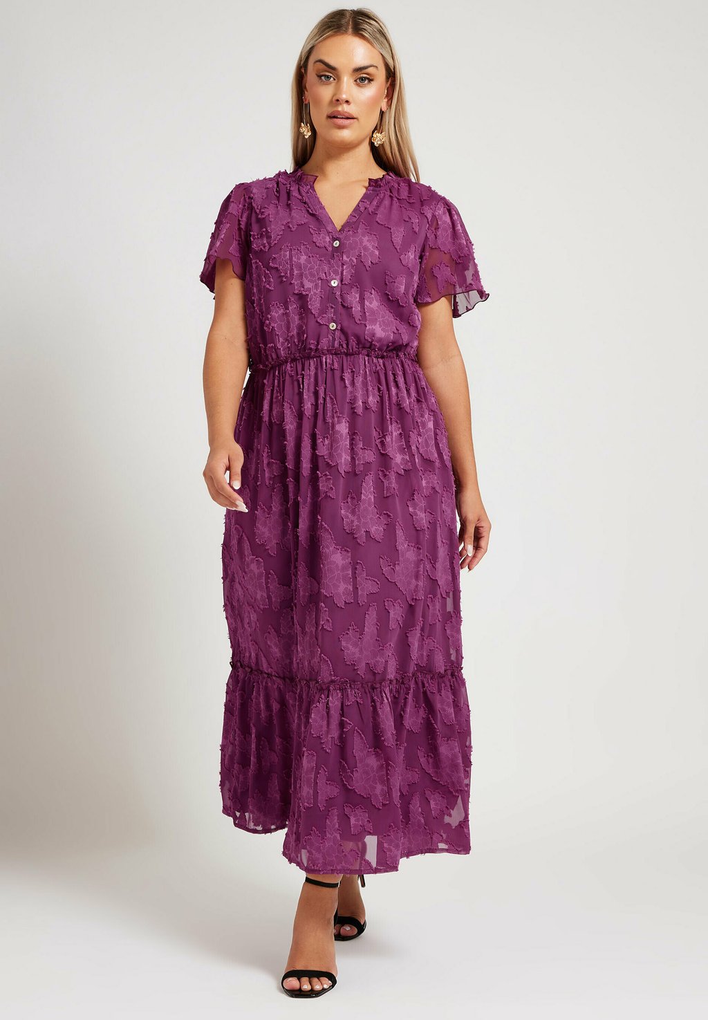 

Повседневное платье JACQUARD RUFFLE BURN OUT Yours Clothing, фиолетовый