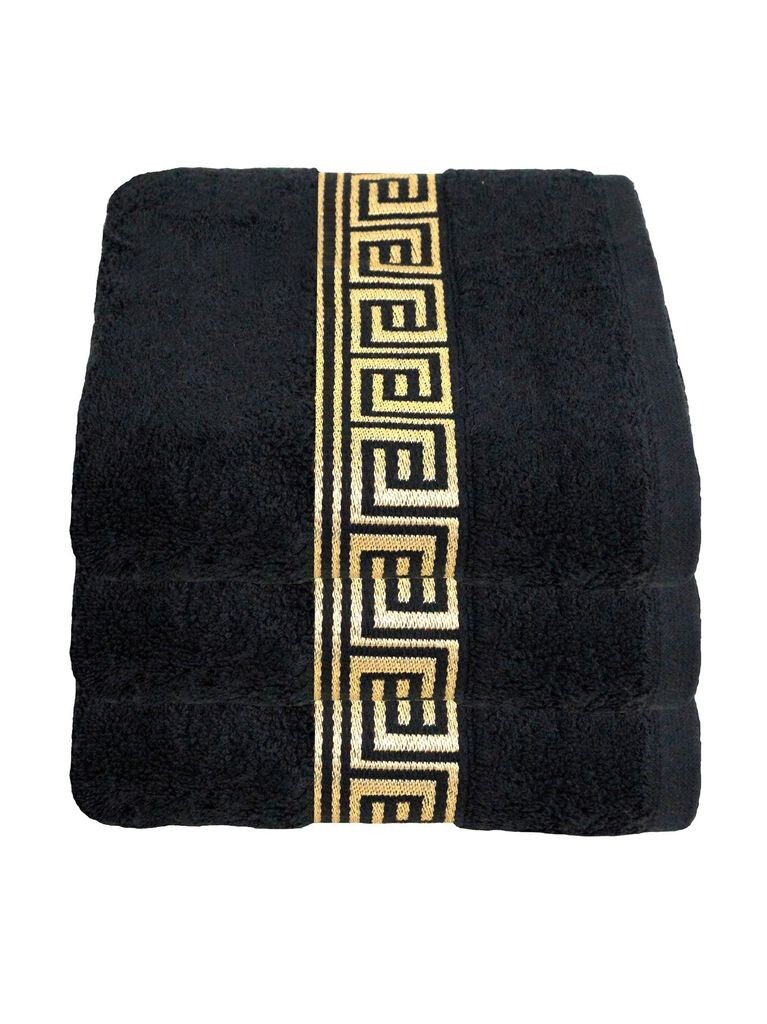 

Набор из 3 полотенец для душа Julie Julsen 70 см x 140 см 70x140, ЧЕРНО-ЗОЛОТО