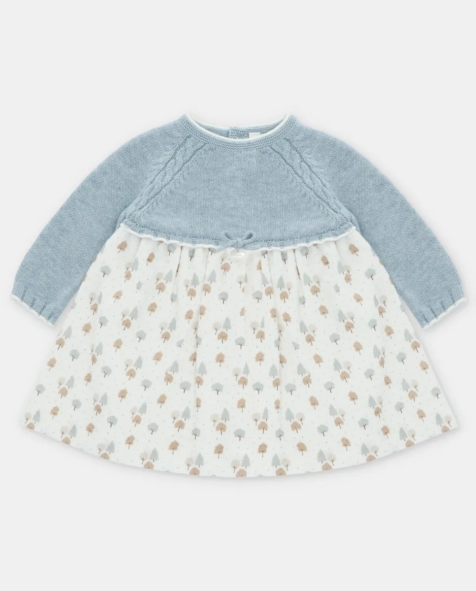 

Бодик для малыша с комбинированным фантазийным принтом серо-голубого цвета Martín Aranda