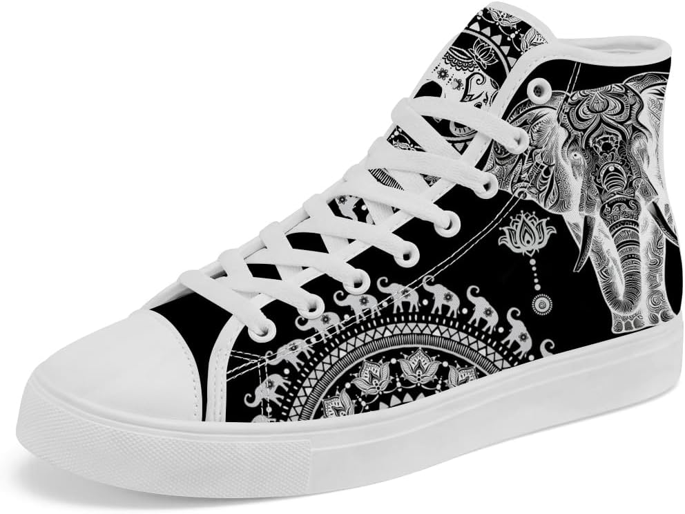 

Высокие кеды из холщовой ткани с принтом мандалы для мужчин и женщин, шнуровка, повседневная обувь Chebing, белый