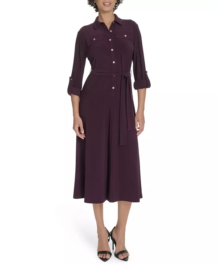 

Женское трикотажное платье-рубашка с V-образным вырезом Tommy Hilfiger