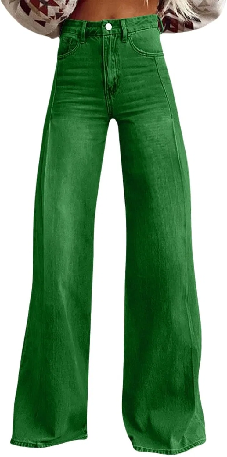 Джинсы женские широкие, цвет Army Green