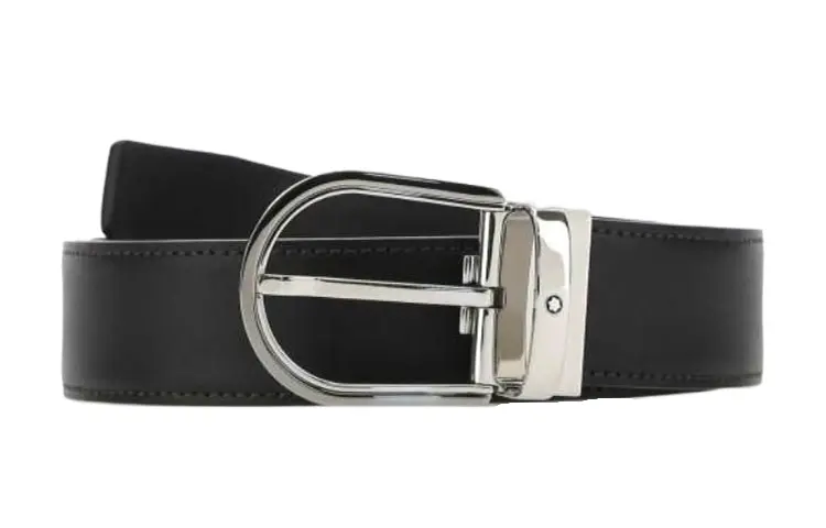 

MONTBLANC Кожаный ремень унисекс черный, Black