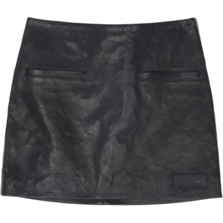 

Кожаная короткая юбка AW25 для женщин Marine Serre, черный