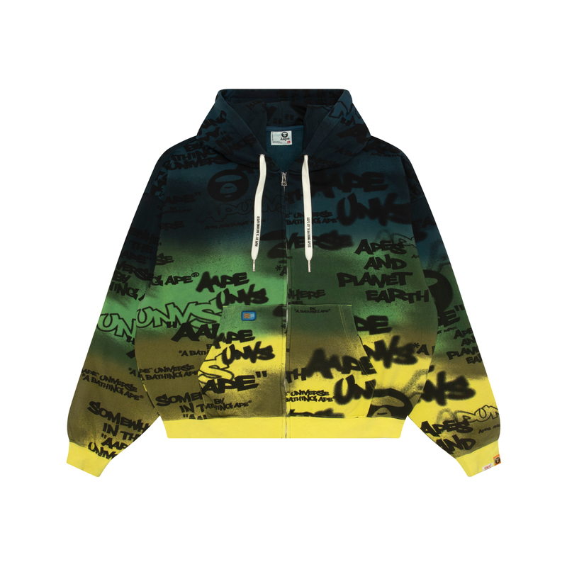 

Принтованный худи на молнии Aape, темно-синий nym