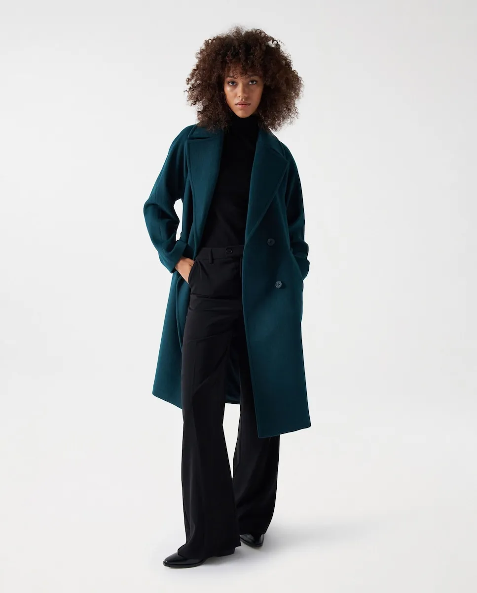 

Женское пальто из сукна с ремнем Salsa Jeans, зеленый