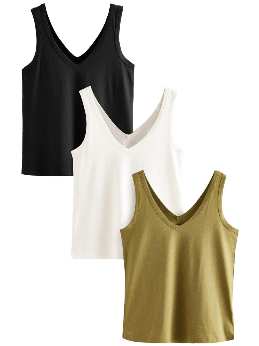 

Топ Next 3er-Pack, цвет Khaki/Black/White