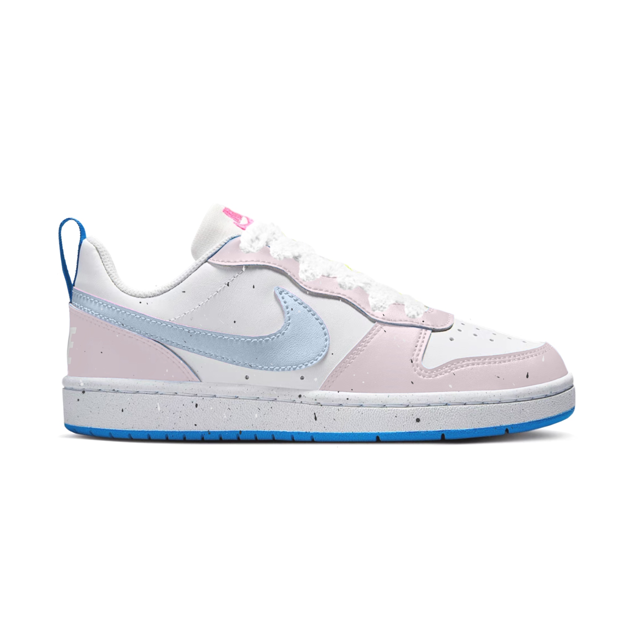Nike Court Borough Synthetic Leather Slip Resistant Abrasion Resistant Low top Kids' Skateboarding Shoes Pink Blue — фото 3