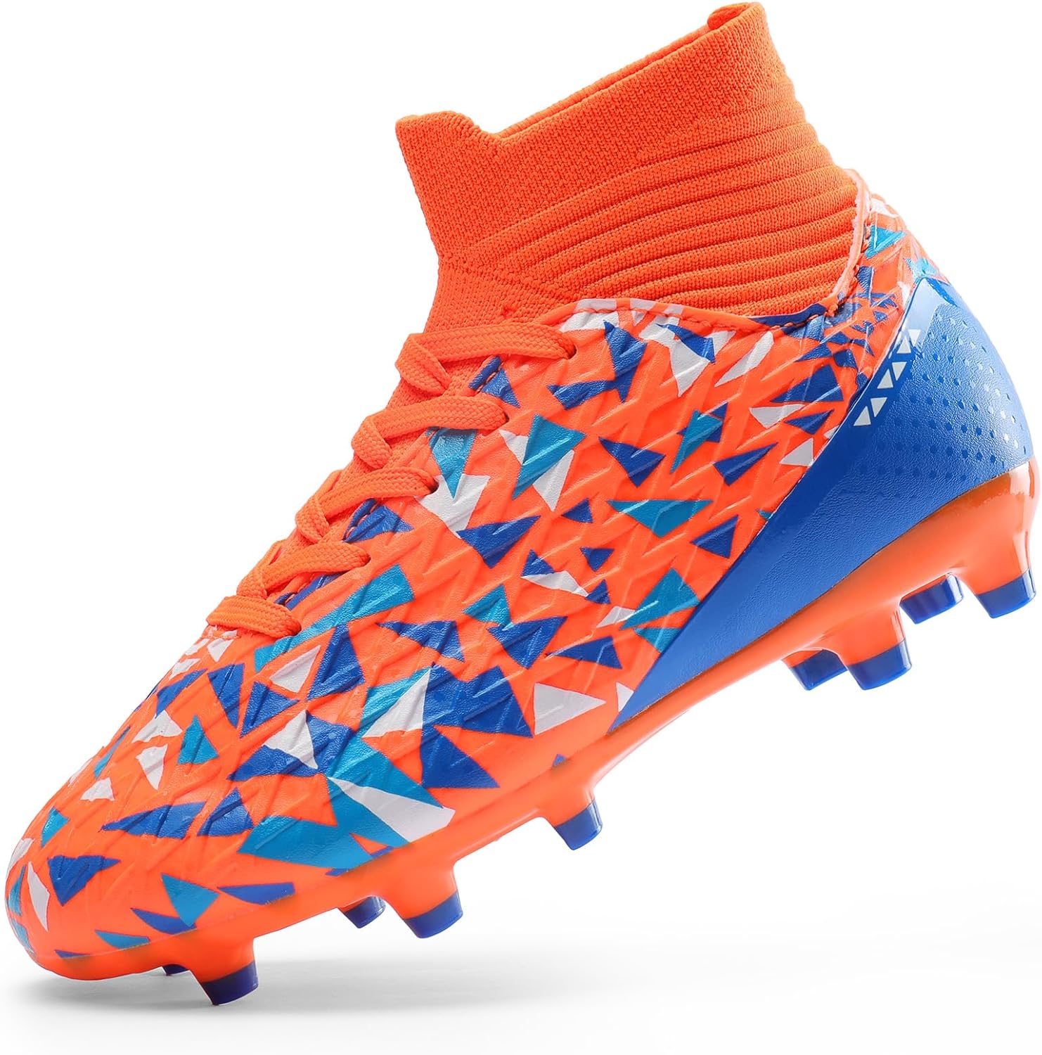 

Футбольные бутсы DREAM PAIRS для мальчиков, высокие, с твердой подошвой для игры на грунте, для детей младшего и старшего возраста, синий/оранжевый