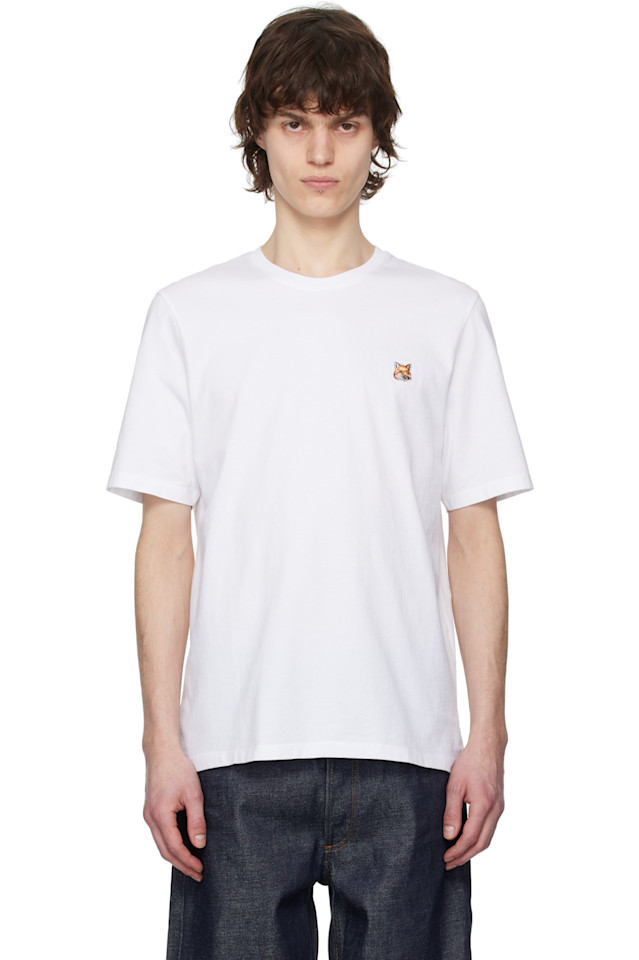 

Футболка с вышивкой лисьей головы Regular Maison Kitsuné, белый