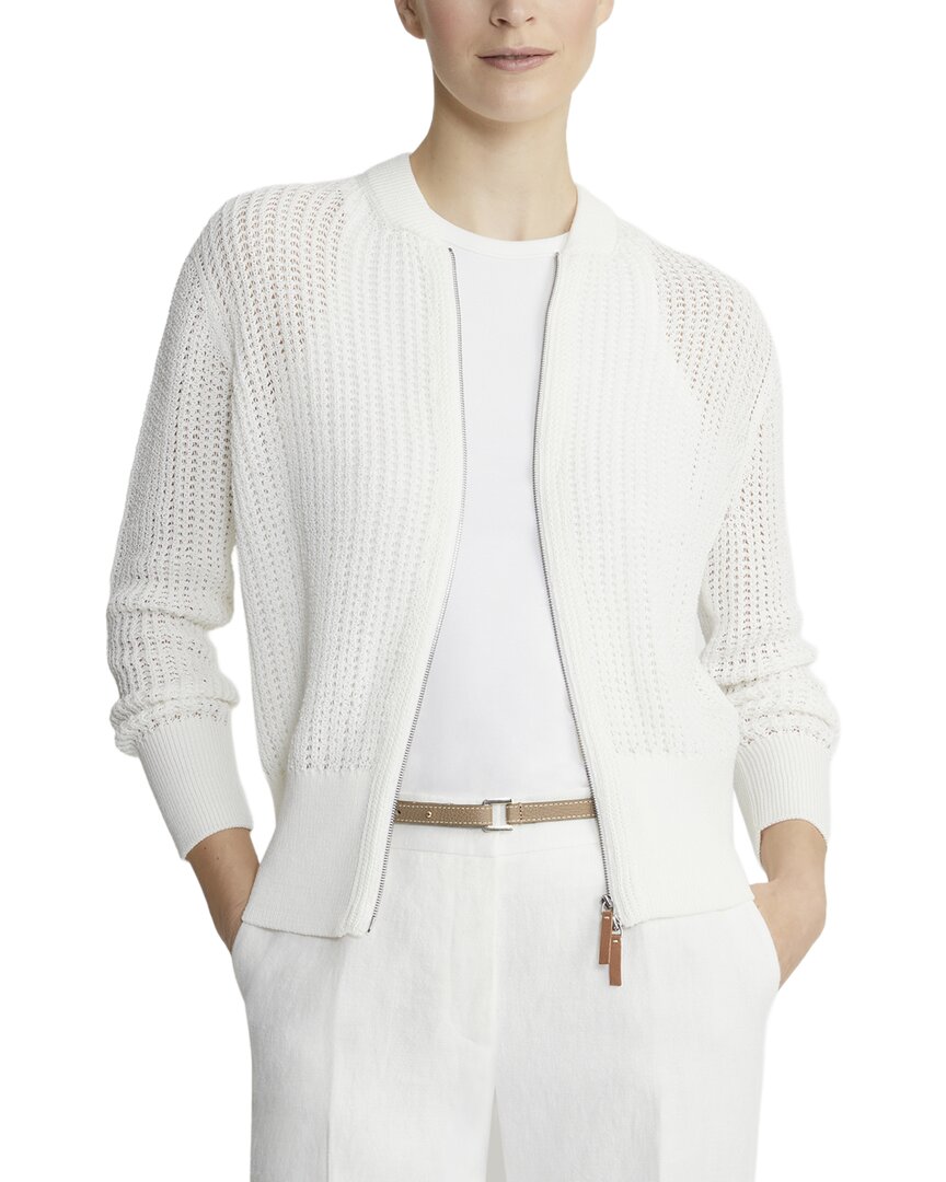 

Кардиган Lafayette 148 New York с текстурированной строчкой и застежкой-молнией спереди, белый