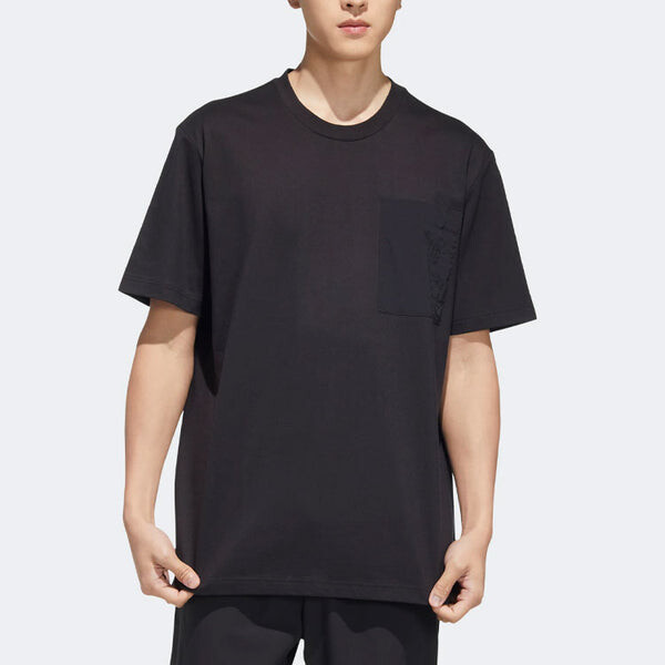 Футболка adidas originals Solid Color Casual Sports Round Neck Pullover Short Sleeve Black, черный — фото 2