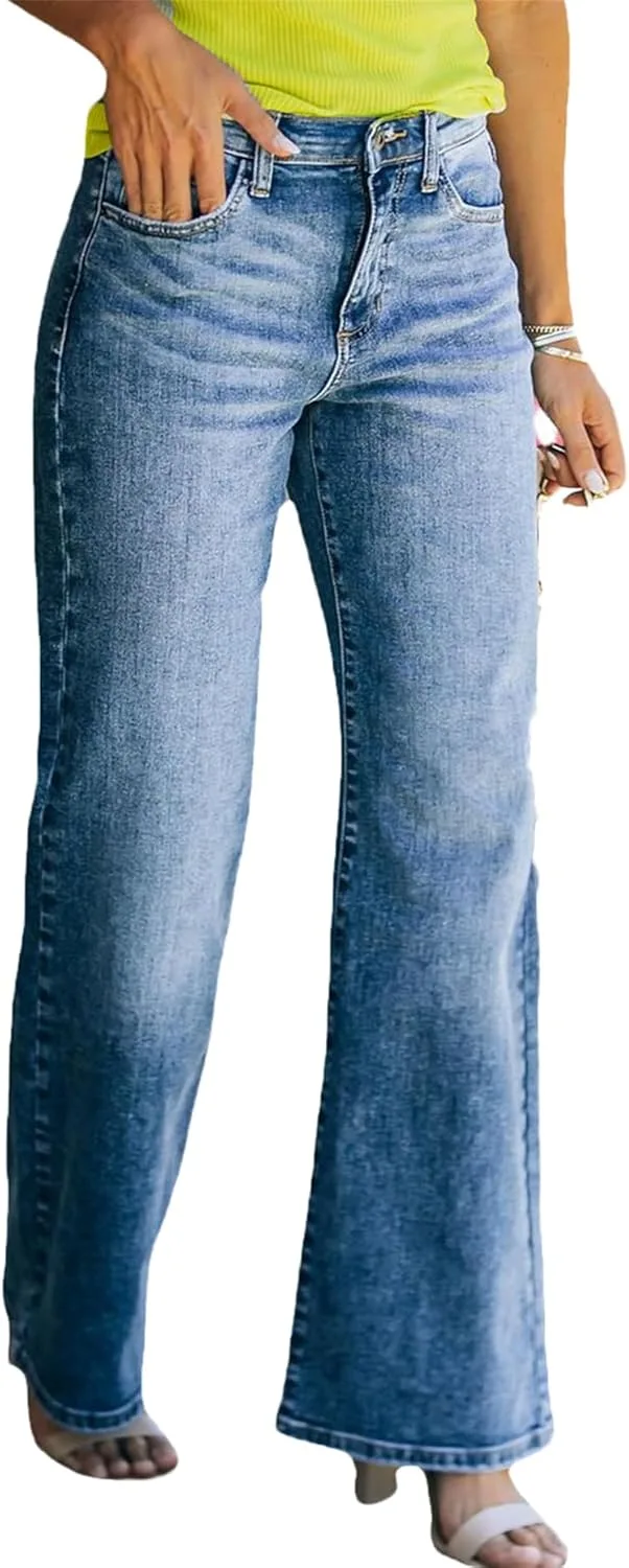 GPCHAN женские джинсы прямые свободные с высокой посадкой Stretch Denim — фото 4