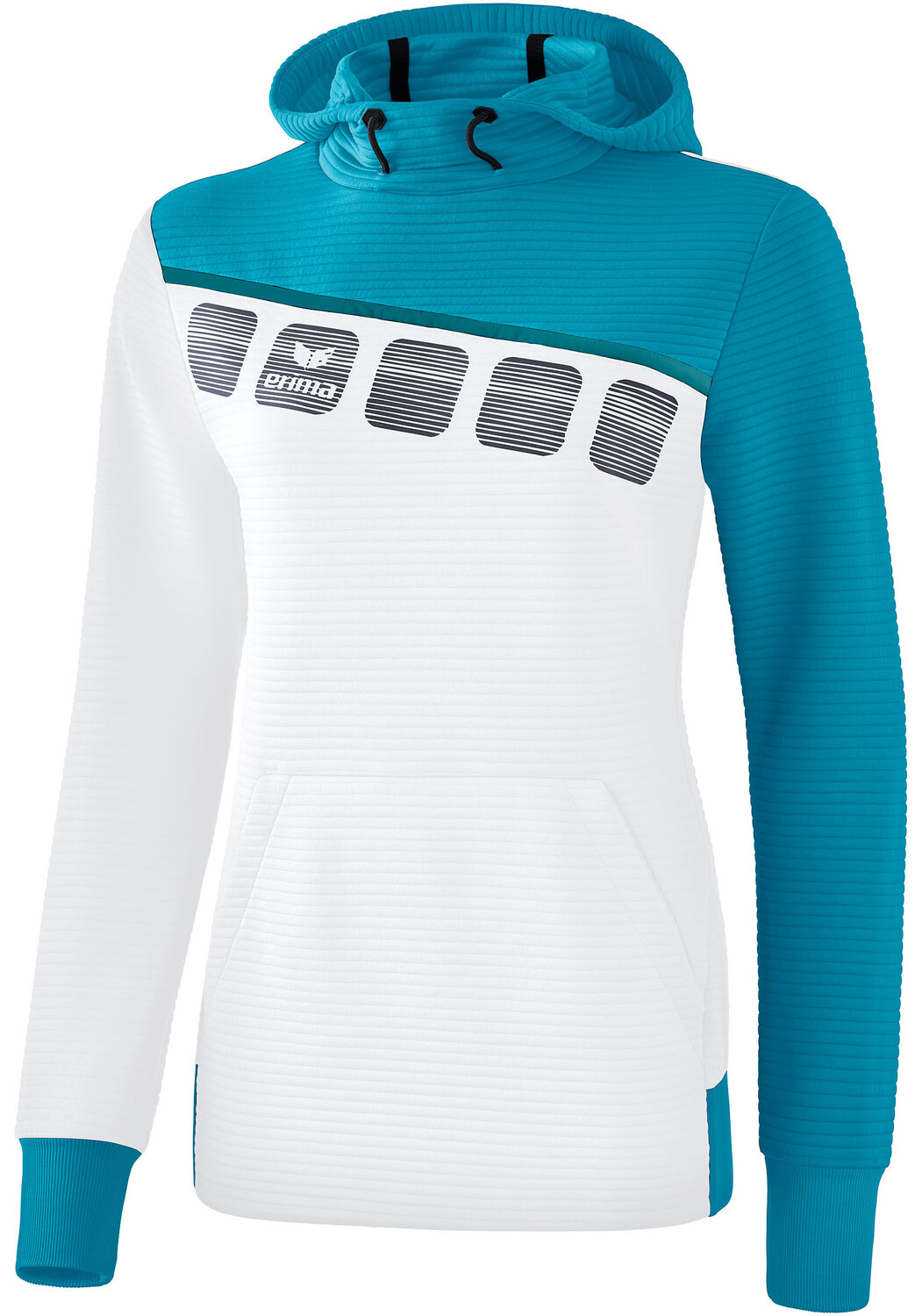 

Толстовка erima 5 C Kapuzensweat, цвет weiss/oriental blue/colonial blue